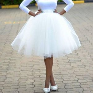 Skirts White 4 Layers Tulle Organza Bubble Plus Size Womens Lolita Petticoat Bridesmaids Midi Skirt 2023