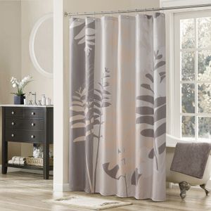 Cortinas de chuveiro Olivia Grey Flor Polyester impermeável Taupe Folhas de tecido impresso Decorativo Curta de chuveiro floral 230322