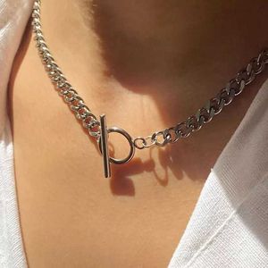 Pendant Necklaces Cuban Chain Necklace Women 2022 New Fashion Toggle Clasp Stainless Steel Chain Necklace For Women Jewelry Gift Z0321