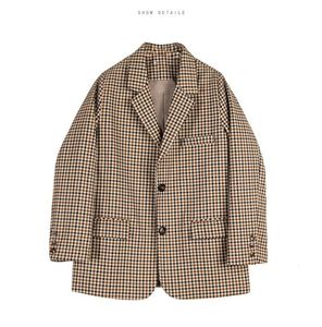 Herrdräkter blazers blå khaki 2 färg små fyrkantiga kvinnor kostym kappa hak lapel blazer 1 st jacka outfit män bröllopskläder 2 knappar skräddarsydd 230322