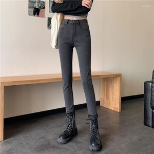 Kvinnors jeans N2040 Hög midja Slim Stretch Trousers Female Cowboy Pencil Pants