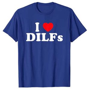 メンズTシャツガーコン刺繍レッドラブデシャツ面白い私はdilfs i heart dilf tシャツcdgsをプレイするtシャツ64n