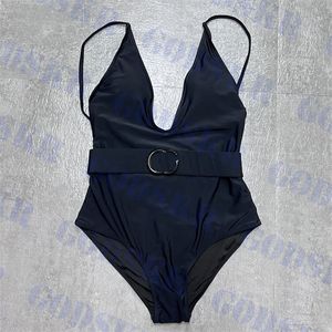 Traje de banho preto com decote em V maiô de peça única feminino sling biquíni moda maiô