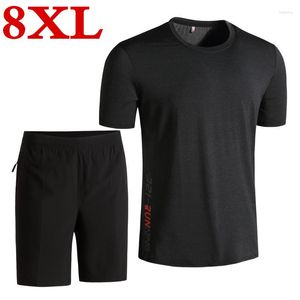 Camisetas masculinas 7x 8xl Plus 2023Arrivals Tamanho masculino Top shorts verão Duas peças de manga curta Tops básicos casuais