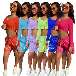 Tasarımcı Trailtsits Yaz İki Parçalı Set Kadın Kıyafetler Uzun Kollu Fermuar Üst ve Şort Eşleştirme Setleri Sweatsuits Toplu Toptan Kıyafetler 9550