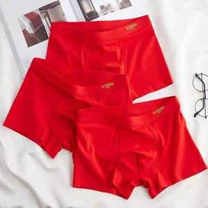 Underpants 2023 Men's Underwear Red Cotton Boxer Soft Breathable Boxers Sexy Shorts Male Man Trunks Slip Boxeur Calzoncillo