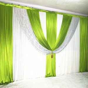 パーティーデコレーション3 6mシルバースパンコールグリーンドレープ白い結婚式の背景カーテンセットステージウォール