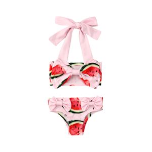 Kläderuppsättningar Citgeett Summer Kids Girls Watermelon Swimewear Swimsuit Bikini Baddräkt Simning Beachwear Cute Set 230322