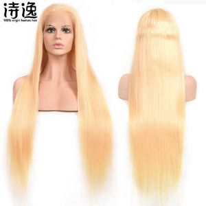 T-PART LACE 613 Honey Blonde Human Hair Wigs 230323