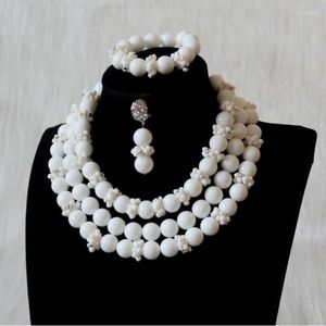 Necklace Earrings Set Dudo Pure White Shell And Nature Coral Beads Jewelry 3 Layers For Women Bridal With Bracelet Elegant