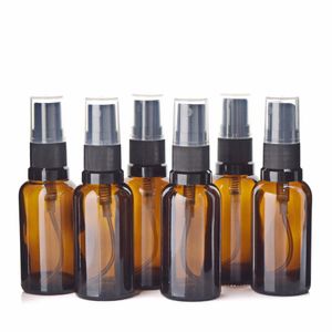 Parfymflaska 6st tomma påfyllningsbara 30 ml Amber Glass Spray Bottle Atomizer med svart fin dimspruta för eterisk olja Parfym Aromaterapi 230323