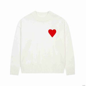 Paris Fashion Mens Designer Amies Knitted Sweater Embroidered Red Heart Solid Color Big Love Round Neck Short Sleeve a T-shirt for Men Women 6reb