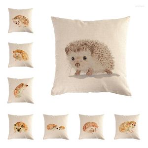 Pillow Cartoon Hedgehog bawełniany lniany rzut obudowa okładka dekoracja domu dekoracyjne poduszki na sofę 45 cm