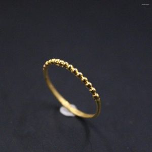 Cluster-Ringe, echter 24-Karat-Gelbgold-Ring für Damen und Herren, kleiner runder Topf, massiv, internationale Zertifizierung, markiert mit 999, Größe 8,75