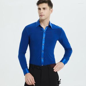 Stage Wear Men'S Latin Dance Shirts Tops Practice Clothing Summer Professional Ballroom Dancing Shirt Long-Sleeved Clothes DWY1866