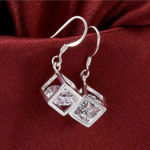 Charm Hot Pretty 925 Sterling Silver Noble Crystal Lattice Earrings For Women Sweet Romantic Wedding Party Jewelry Holiday Gifts Z0323