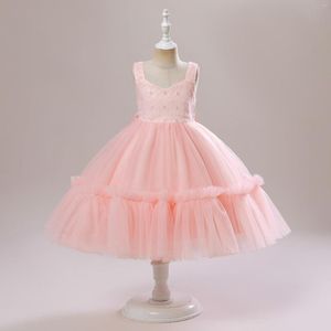 Mädchen Kleider Ballkleid Rosa Blume Party Bankett Festzug Spaghettiträger Tüll Tutu Hochzeitskleid Vestidos Abschlusskleid