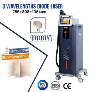 1600 watt diodo laser is 755nm 808nm 1064nm 3 våglängder diod laser permanent hårborttagning smärtfritt hårborttagning laser hudföryngring