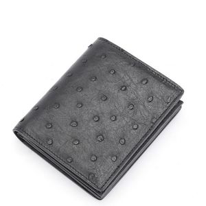 Wallets Ostrich Leather Wallet Men's Short Daily Casual Cross-section Multi-card