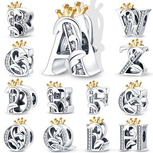 Yeni Popüler % 100 925 STERLING Gümüş İngilizce Mektuplar A-Z Charm Pearl Pandora Orijinal Bilezik Kolye Kolye Bayan Mücevherleri