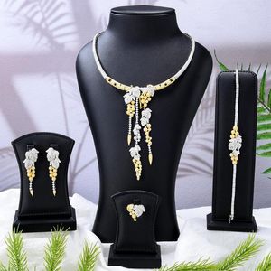 Brincos de colar Conjunto Godki 4pcs Big moda de luxo jóias africanas para mulheres Partido de casamento Cubic Zircon Dubai Bridal 2023