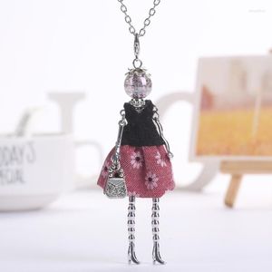 Pendant Necklaces YLWHJJ 2023 Women Doll Cute Long & Red Flowers Dress Girls Necklace Brand Statement Fashion Jewelry