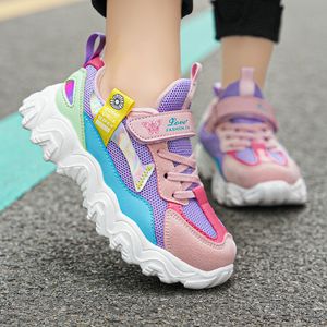 Första vandrare barn skor flickor sneakers mesh andningsbara barn sport mode rosa avslappnad daglig löpning tennis för 230323