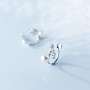 Sırtlar Küpe Mloveacc 925 STERLING Gümüş CZ Müzik Notu Kulak manşet klipsini Piercing Bearing Pearl Mücevherleri