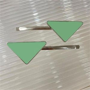 Triangle enamel tag with letters hair clip for women thick blonde hair single sided metal hairpins nickel free christmas present snap clips simple style ZB046 E23 F4