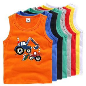 Camicie per bambini 2023 Estate Canotta Ragazzi Ragazze Bambini s Cotone senza maniche Camicia che tocca il fumetto Escavatore Gilet casual 230323