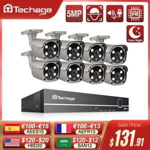 IP Cameras Techage Security System 8CH 5MP HD POE NVR Kit CCTV Two Way Audio AI Face Detect Outdoor Video Surveillance Set 230323