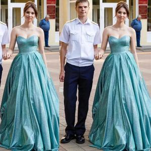 Sparkly Prom Dresses Sweetheart Neckline A Line Tulle Pleats Floor Length Custom Made Evening Gown Formal Ocn Wear Vestidos Plus Size 403 403