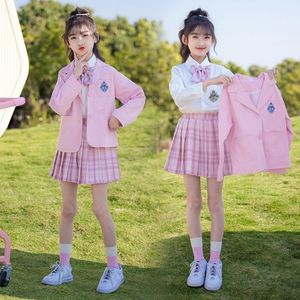 Zestawy odzieży Japan School Girl Mundur 3pcs Broy Costume Kids JK Suible Sailor Bluzka plisowana spódnica nastolatka ubrania studenckie L230322