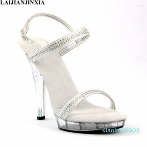 サンダルLaijianjinxia Summer Fashion 13cm Super High Heels Pumps Platform Women Open Toe Thick Ladies Shoes