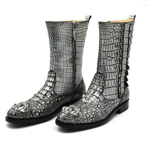 Boots Hulangzhishi Crocodile Men Personality Medium Cylinder Shoes Pure Manual Male Winter