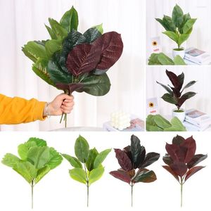 Decorative Flowers Props Home Decoration Floral Arrangement Fake Plants Oak Lifelike Banyan Greenery 9 Faux Leaves Artificial Ficus Branch