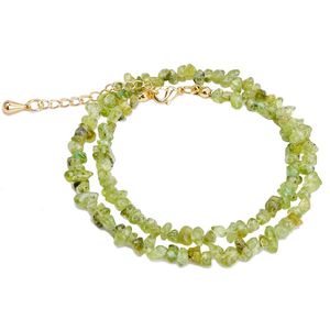 Braccialetti a maglie Catena Verde naturale Uva Pietra Ghiaia Perlina Bracciale doppio cerchio per donna Fibbia in rame Non sbiadita Moda Bihemia Beach