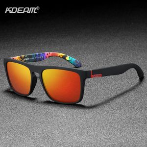 Sunglasses KDEAM Polarized Designer Square Sunglasses Men or Women Elastic Paint Frame Mirror Sun Glasses 17 Colors Available 230323