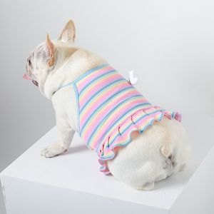 Gonna a tracolla per animali domestici Abbigliamento estivo sottile per cani Comodo e traspirante Gilet a righe per cani Abiti per animali domestici adatti per Corgi Teddy Chihuahua