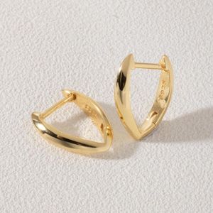 Orecchini a cerchio moda argento sterling 925 con foglia di ulivo placcata oro 18 carati per le donne semplici gioielli di amicizia geometrica