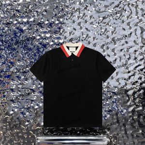 xinxinbuy Men designer Tee t shirt 23ss Collar Jacquard Letter short sleeve cotton women Black White blue red M-2XL