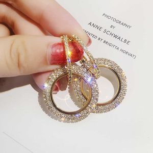 Charm 2023 NEW 925 silver needle rhinestone circle crystal from s long earrings temperament Korean personality wild earrings Z0323