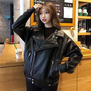 Kvinnans jackor 2023 Kvinnor PU -ledare Cardigan Girls Outwear Coats Fashion Biker Streetwear High Street Motorcykeljacka