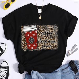 Magliette da donna 2023 Buon Natale Moda Donna T-shirt Maniche corte Abbigliamento casual Tee Cute Lovely Leopard Printprinting Top da ragazza