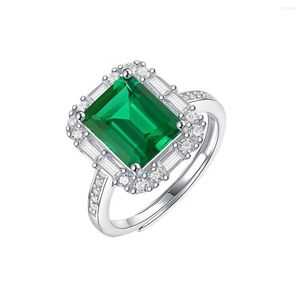 Cluster Rings 925 Silver Tenfield Cultivating Emerald Ring Women 2023 Luxury Brands Jewelry Trend Classic Geometry Men Gift Party