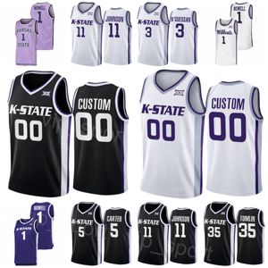 Kansas State Wildcats 13 Desi Sills Jersey College Basketball 3 David NGuessan 5 Cam Carter 11 Keyontae Johnson 1 Markquis Nowell 35 NaeQwan Tomlin Ricamo NCAA