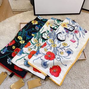 Cachecol estampado fashion lenços de seda finos lenços de marca clássica primavera e verão chiffon lenços longos 90*90cm