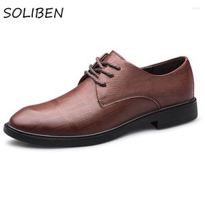 Dress Shoes SOLIBEN Men's Casual Lace-on Loafers Bussiness Wedding Formal