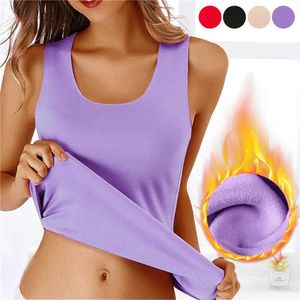 Women's Tanks Camis Autumn Winter Warm Women Velvet Thermal Vest Ladies Slim Corset O-Neck Sleeveless Female Sexy Tops Ladies T-Shirt Underwear P230322