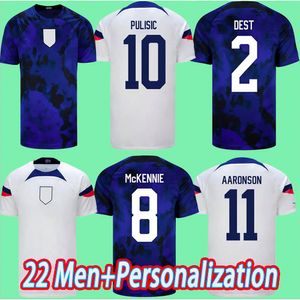 Voetbalshirtcultuur 22 Aangepaste voetbalkits Kits Verenigde Staten 22 23 voetbal shirtbekers Aaronson Priscilla 2023 Reyna McKennie Morris Dest Yedlin National Team